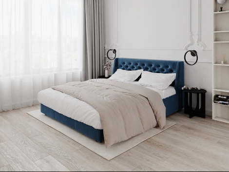 Кровать-диван прямой синий, 160 D1 Ричмонд AAA41324005 Premier 21