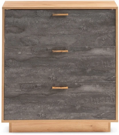 Комод Woodville Эго К-3 на подиуме дуб крафт золотой / камень темный 455856