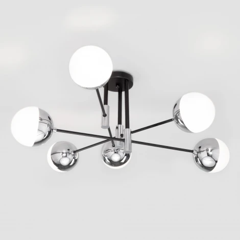 Умная потолочная люстра на штанге Eurosvet Nuvola 70129/6 хром (220V, шарики)
