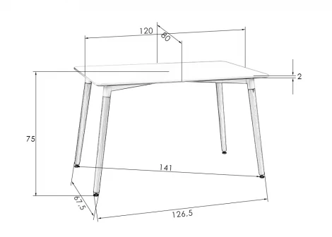 Стол обеденный SERRA WIDE (ножки светлый бук, столешница белая)