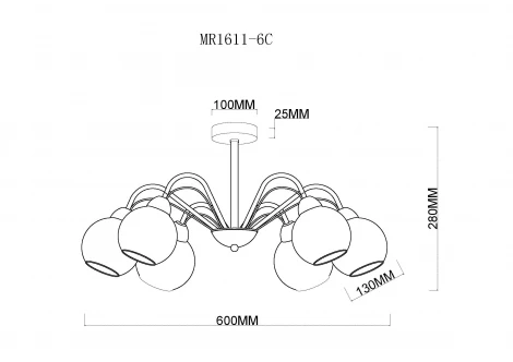 Потолочная люстра на штанге MyFar Marsel MR1611-6C (220V)