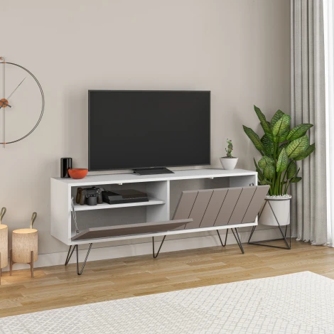 Тумба под ТВ PICADILLY TV STAND LEVE (ЛДСП,Металл/Черный,Белый) арт.LEV00428