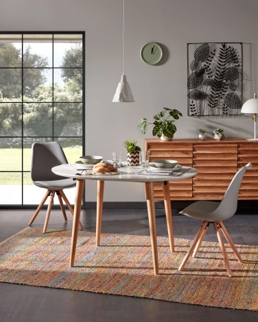 Стол обеденный La Forma (ex Julia Grup) Oqui (Белый/ МДФ,Бук,Дерево,Обработанная древесина)