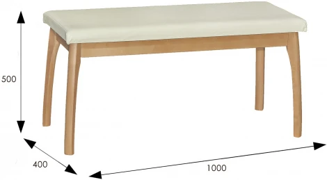 Скамья для прихожей мягкая, экокожа крем, каркас бук от фабрики Mebelik