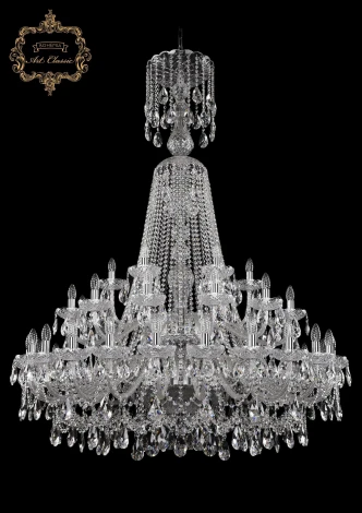 Подвесная большая люстра Art Classic 11.25 11.25.24+12+6.460.2d.XL-168.Cr.Sp (220V, хрусталь, на цепи, подсвечник, свеча)