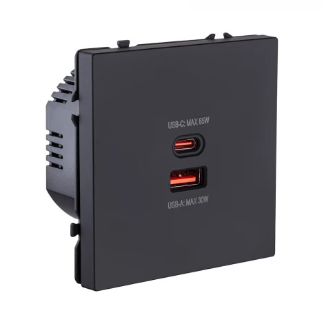 Розетка USB A+C 65W черный матовый Kollinger Eclipse EC-024BK