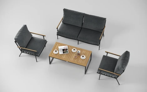 Комплект садовой мебели Gardenini Premium Calma (Алюминий,Тик,Ткань/Темно-серый) арт.LPCLM.010800.S2