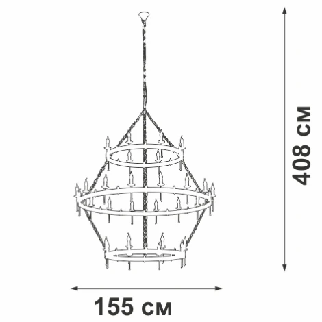 Подвесная люстра ярусная большая Vitaluce V1872-7/16+8+8, 32xE14 макс. 40Вт (220V, на цепи, свеча, кольцо)