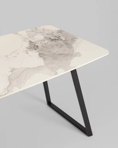 Стол обеденный Stool Group Vermont 140*80 см керамика светлая ножки черные арт.УТ000040513