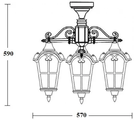 Потолочный светильник уличный Oasis Light PORTO 86170A/3 02 Bl