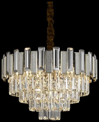 Подвесная люстра ярусная каскадная Wertmark Candida WE131.09.303 (220V, хрусталь, на цепи)