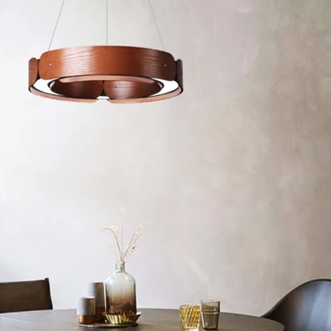 Подвесной светильник Wi-Fi Range 1 D70 Red Wood ImperiumLoft Range01 (LED, 220V, пульт управления, на тросе, кольцо)