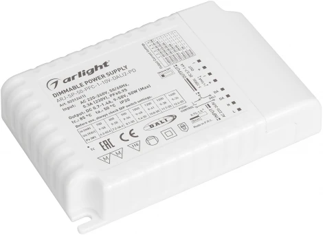 Блок питания ARJ-SP-50-PFC-1-10V-DALI2-PD (50W, 700-1400mA) (Arlight, IP20 Пластик, 5 лет) 025124(1)