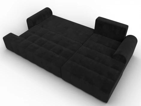 Диван угловой Лига-080 угол правый (ДСП/Пластик/Велюр/Черный) Лига Диванов 134750