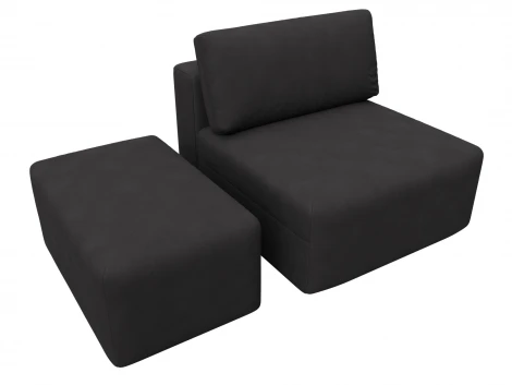 Модули диван и пуф Лига-060 НПБ (ЛДСП,Брус,Фанера,Замша/Коричневый) Лига Диванов 129599