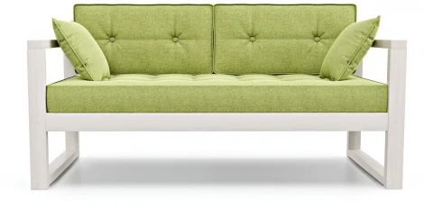 Диван Arsko Астер Мини беленый дуб зеленая рогожка