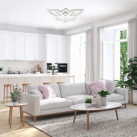 Потолочная люстра светодиодная с таймером Escada Sedna 10280/6LED 113Вт, с ПДУ, металл/акрил, белый (220V)