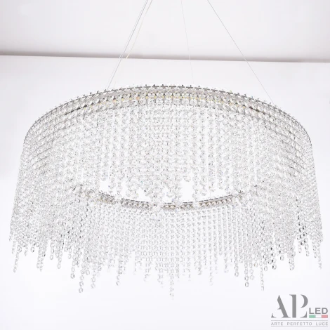 Подвесная люстра светодиодная APL LED Sicilia SH02.73.B.Ni.4000 (220V, хрусталь, на тросе)