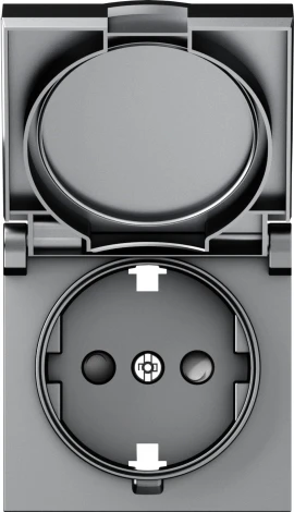 Накладка для розетки Schuko с заземлением, с крышкой, 16A 250 В~, матовый серый IP44 Donel A07 DE45440