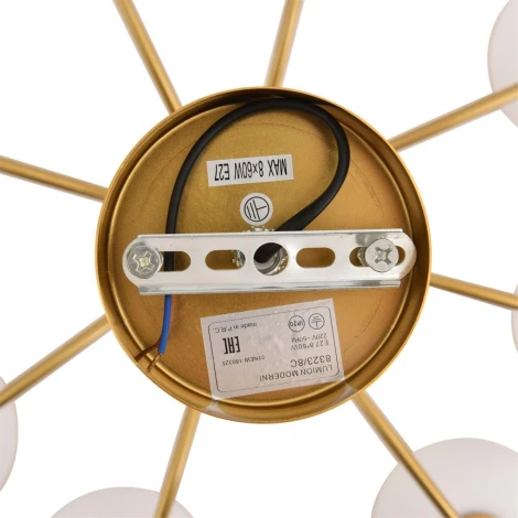 Потолочная люстра на штанге Lumion Larina 8323/8C латунь/белый, металл/стекло/дерево E27 8*60W 220V