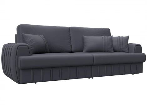 Диван прямой Лига-057 НПБ (ЛДСП,Брус,Фанера/Пластик/Экокожа/Серый) Лига Диванов 130027