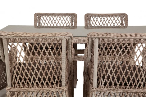 Обеденная группа плетеная, цвет бежевый 4SIS Латте LC6T-7-SET beige