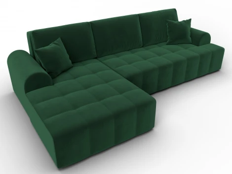 Диван угловой Лига-080 угол левый (ДСП/Пластик/Велюр/Зеленый) Лига Диванов 134747L