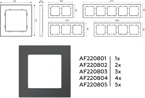 Рамка Ambrella Volt ALFA Techno (Графит Мягкое касание) 5-ая AF220805