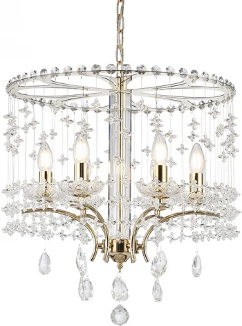 Подвесная люстра хрустальная Newport 8600 8606/C gold (220V, на цепи, подсвечник, свеча)