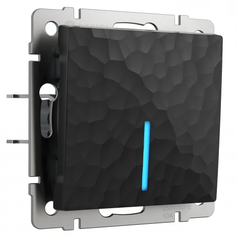 Выключатель одноклавишный проходной с подсветкой (hammer черный) Werkel W1212108 (a052056)