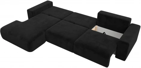 Диван угловой Лига-036 НПБ Классик Лонг левый угол (Черный/Велюр) Лига Диванов арт.121397L
