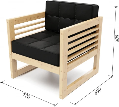 Кресло Arsko Сега сосна велюр черный