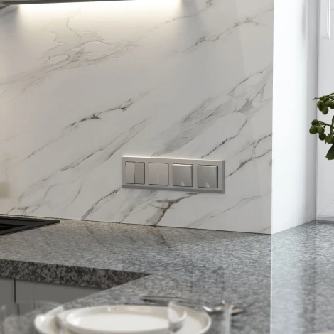 Выключатель двухклавишный (серебряный матовый) Werkel W1120065 (a063609)