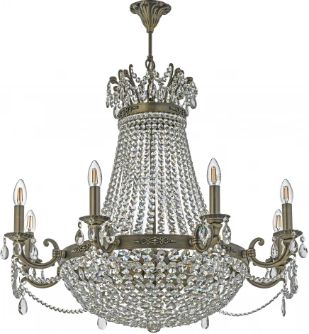 Подвесная люстра Dio D'Arte Lodi E 1.6.8.600 A (220V, хрусталь, на цепи, подсвечник, свеча)