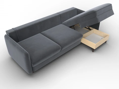 Диван угловой Лига-064 НПБ угол универсальный (ДСП/Дерево/Велюр/Серый) Лига Диванов 134772