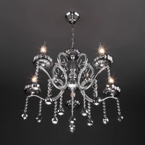 Подвесная люстра Eurosvet Brezza 10107/5 хром/дымчатый хрусталь Strotskis