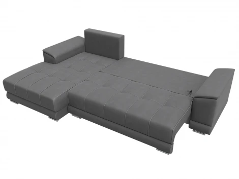 Диван угловой НордСтар левый угол (ДСП,Брус/Пластик/Замша/Серый) Лига Диванов 128212L