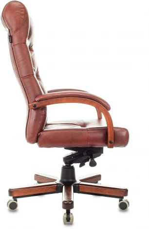 Кресло руководителя T-9928WALNUT светло-коричневый Leather Eichel кожа крестов. металл/дерево Бюрократ T T-9928WALNUT/CHOK
