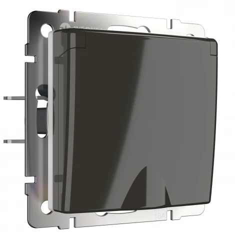 Розетка влагозащ. с зазем. с защит. крышкой и шторками (серо-коричневый) WL07-SKGSC-01-IP44 (a035914)