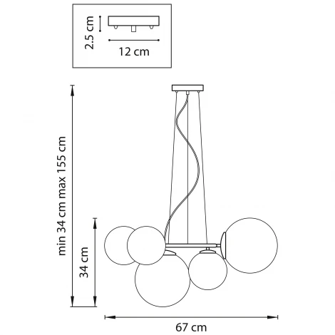 Подвесная люстра Lightstar Globo 815057 (220V, на тросе, шарики, молекулы)