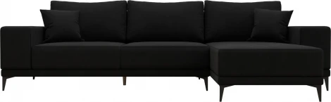 Диван угловой Льюес правый (Черный/Микровельвет) Лига Диванов арт.122407