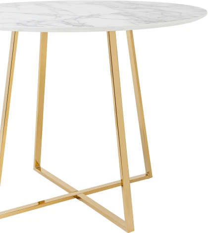 Стол обеденный Stool Group Дакота 100*100 белый мрамор ножки золото УТ000036110