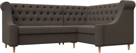 Диван кухонный угловой Бронкс правый угол (Коричневый/Рогожка) Лига Диванов арт.123823