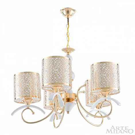 Подвесная люстра Arte Milano Florentia-9787 309787/5 Wh/Gd (220V, на цепи)