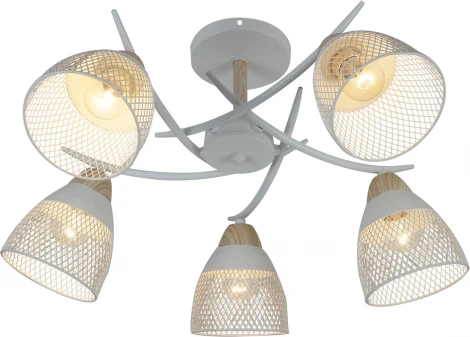 Потолочная люстра на штанге Escada Severn 516/5 5х60Вт Е27, металл, белый/дерево