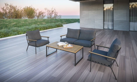 Комплект садовой мебели Gardenini Premium Calma (Алюминий,Тик,Ткань/Темно-серый) арт.LPCLM.010800.S2