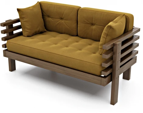 Диван Arsko Стоун Мини орех горчичный велюр