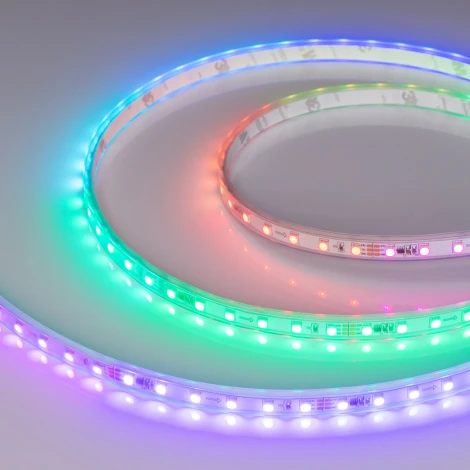 Светодиодная лента герметичная SPI-P-F72-11mm 24V RGB-PX6 (14.4 W/m, IP66, 3535, 5m) (Arlight, бегущий огонь) 030484(2) SPI