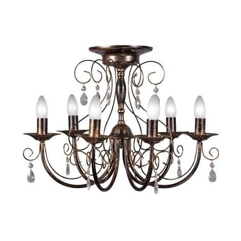 Люстра потолочная Day&Night, 6 ламп, черный с золотом и прозрачным