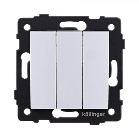 Выключатель 3-клавишный 10А/250В изогнутый, белый Kollinger REA-R-012WH для Aspekt, Eleganz, Reflex
